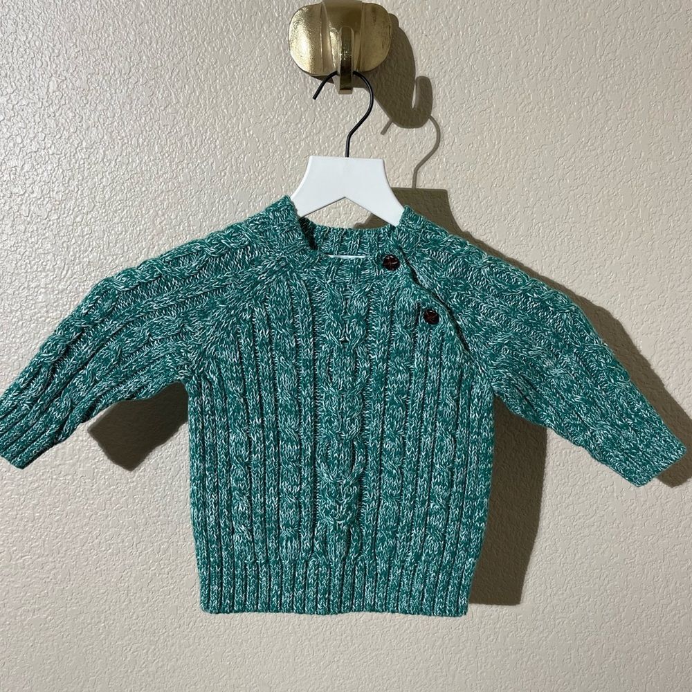 Janie and Jack Teal Cable Knit Sweater